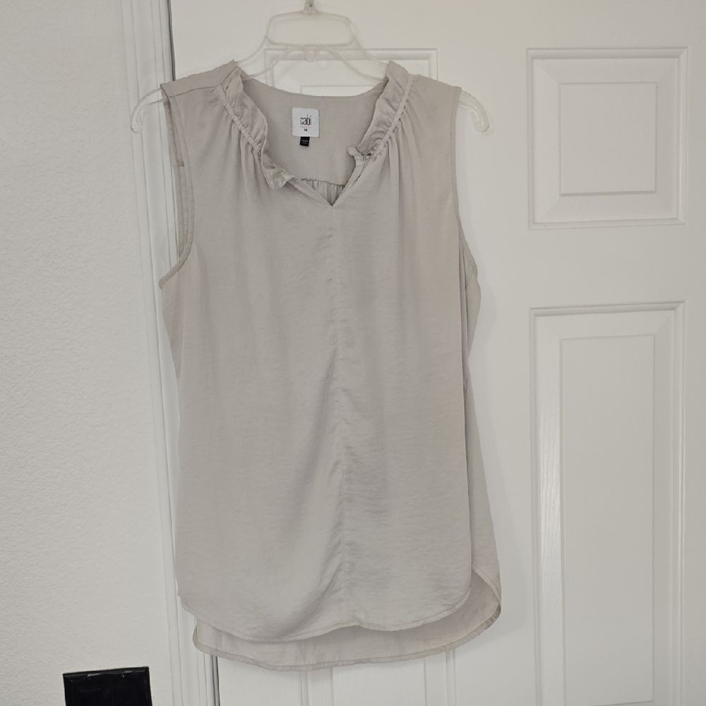 CabiWomen's Sleeveless Ruffle Top - Cream Med